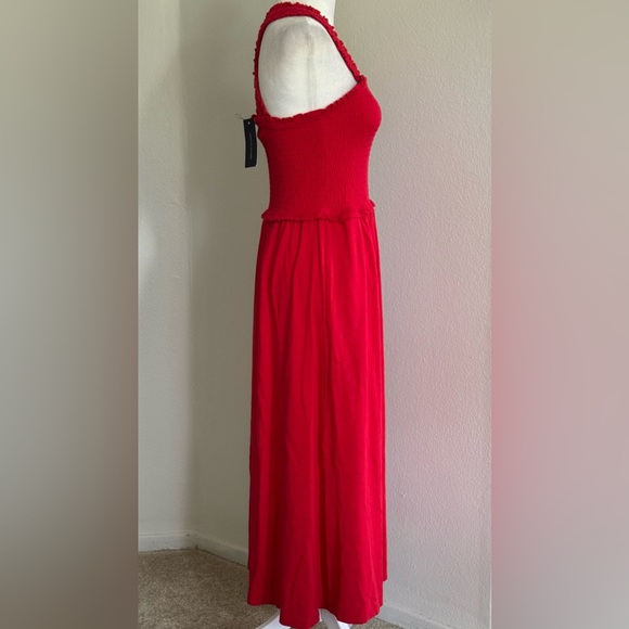 Tommy Hilfiger Women's Cotton Smocked Sleeveless Red Midi Dress - Picture 3 of 7